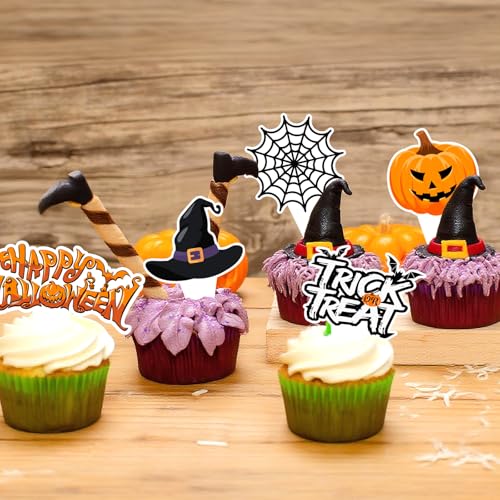 Halloween Pumpkin Cupcake Toppers 36pcs - Spooky & Cute Food Decorations