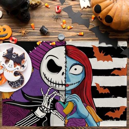 Halloween Jack Placemats Set of 4 - 12x18 Inch Waterproof Table Decor