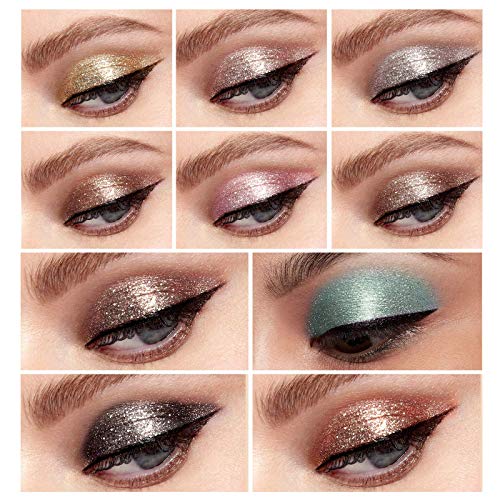 Liquid Glitter Eyeshadow Set - Metallic & Shimmer Pigments, Long Wear, 10 Shades