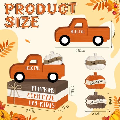Fall Thanksgiving Tiered Tray Decor Set - 7 Pack Wooden Autumn Farmhouse Display - Variations of Fall