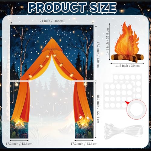 Camping Party Door Banner Set with Campfire & Forest Scene Decorations