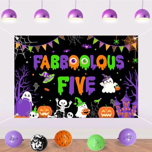 Halloween 5th Birthday Decorations Balloons Banner Cake Topper Party Supplies