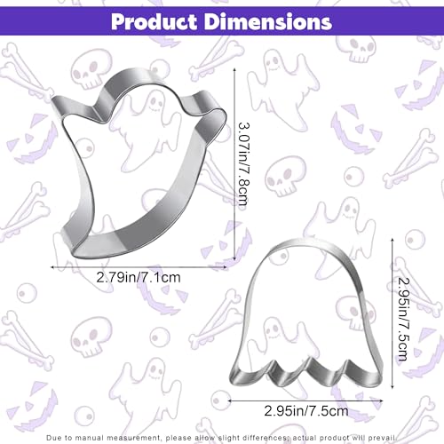 Halloween Ghost Cookie Cutters Set - Stainless Steel Ghost Shapes for Baking and Crafts
