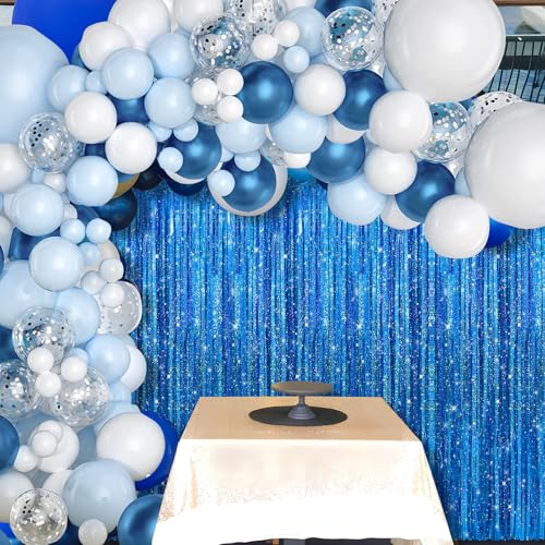 Crosize 2 Pack Laser Royal Blue Party Streamers Backdrop - 3.3 x 9.9 ft