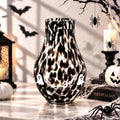 Halloween Ghost Glass Vase Black and White Hand Blown Centerpiece Decor 6.6 x 6.7 Inches