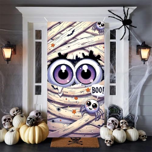 Halloween Door Cover with Horror Eyes Design - Haunted House Decor - Variation: Eyes