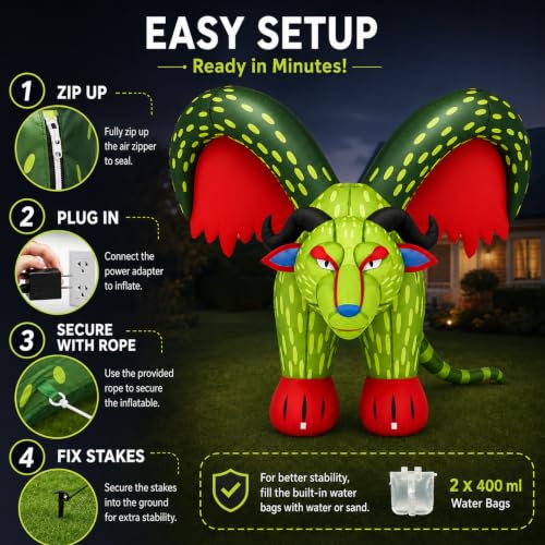 Dark Green Inflatable Leopard Halloween & Day of the Dead Yard Decor - 6FT