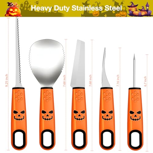 Pumpkin Carving Tools with Stencils 5PCS Halloween Pumpkin Carving Kit Orange - Adults & Kids