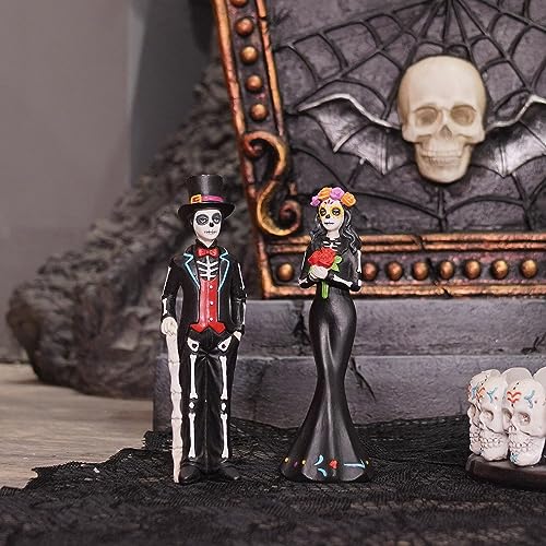 Day of the Dead Skeleton Couple Halloween & Wedding Decor - Sugar Skull Figurines