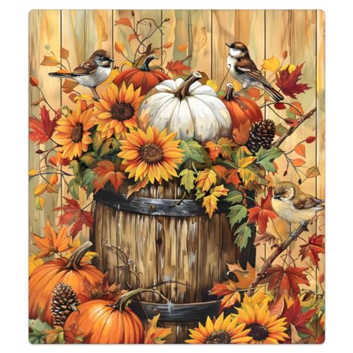 Fall Dishwasher Magnet Cover Front Decoration with Retro Wooden Bird Variation