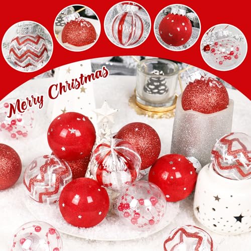 Christmas Ball Ornaments Set - 30PCS Red & Clear 6cm Holiday Decorations Variation of THIS listing