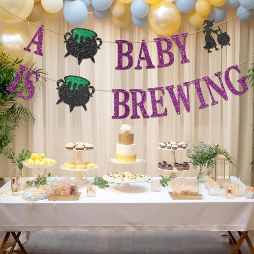 Baby Shower Banner - Glitter Halloween Decorations for Baby Shower