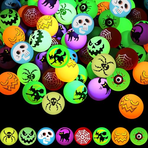Halloween Glow in The Dark Bouncy Balls Set - 120pcs Spooky Party Favors