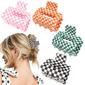 Y2K Checkered Hair Claw Clips Pack of 4 for Thin & Thick Hair - Retro Style