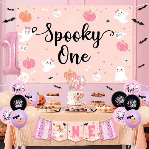 Halloween Girl 1st Birthday Decorations Balloon Banner Backdrop Cake Topper Wall Stickers