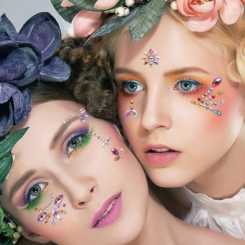 Multicolored Face Gems Stickers Set for Face Body DIY Festival Party