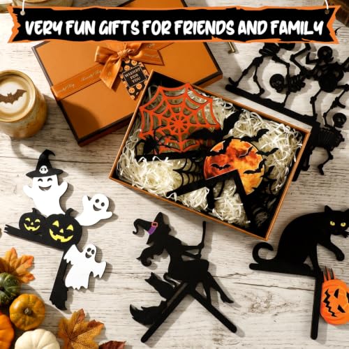 Qunclay Halloween Door Corner Toppers - 6 Unique Spooky Decorations for Doors & Windows - Witch Skeleton Ghost Set