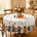 Yellow Hello Fall Watercolor Pumpkin Round Tablecloth 60 Inch Waterproof Autumn Decor