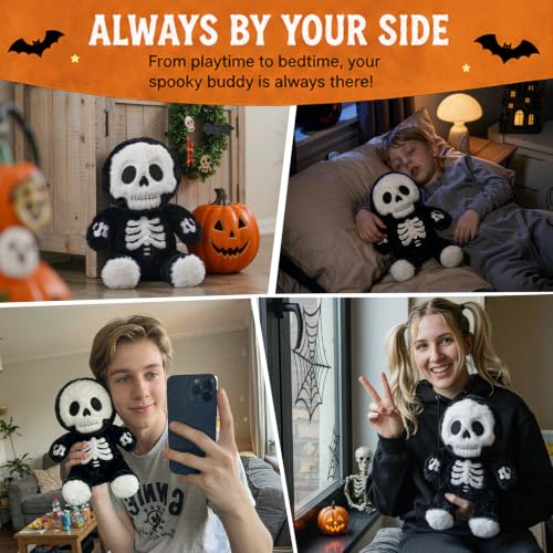 Halloween Skeleton Plush Pillow - Cute 9.8 Inch Skeleton Stuffed Animal for Party & Decoration - Variation: Skeleton