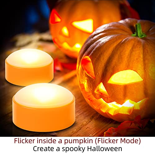 Orange Pumpkin LED Lights with Remote - 8 PCS Halloween Jack-O-Lantern Decor