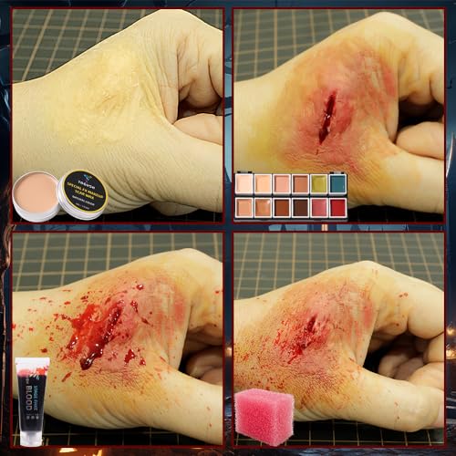 Professional 12-Color Special Effect Makeup Kit with Scar Wax for Halloween & Cosplay