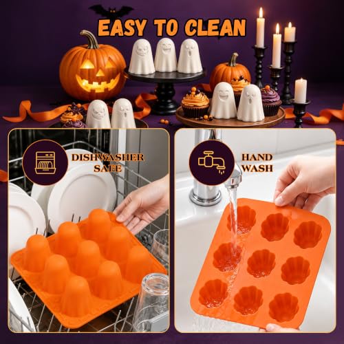 Halloween Ghost Silicone Mold 2-Pack - 9 Cavities, 3D Ghost Shapes - Fall & Holiday DIY