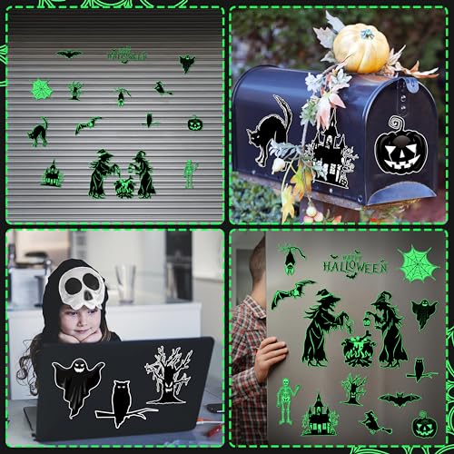 Glow in The Dark Halloween Car Magnet Set - 16 Decorative Magnetic Decals