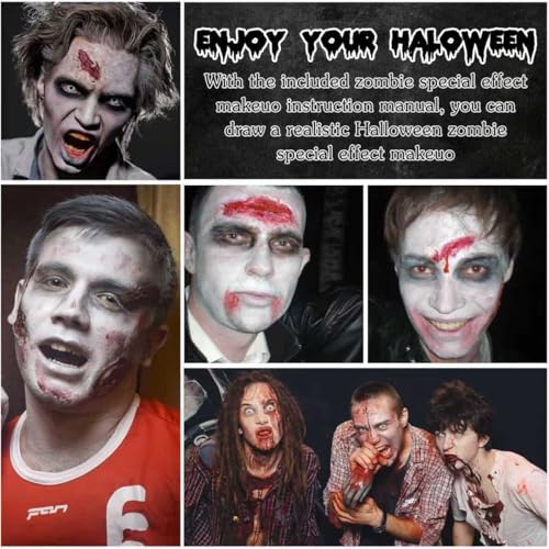 Professional Zombie SFX Makeup Kit with Face Paint, Liquid Latex & Fake Blood