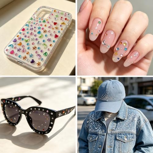 Rainbow Self-Adhesive Face Gems Set - 5 Sheets for Festival & Party Makeup