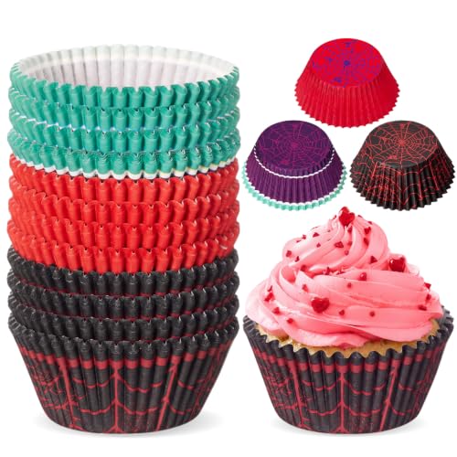 Spider Theme Cupcake Liners - 300 Pack Food-Grade Baking Cups, Fashion Style