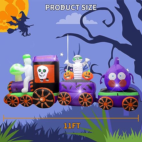 11FT Halloween Ghost Train Inflatable with Mushroom Head, Mummies & Pumpkins - Spooky Garden Decor - Variation of THIS listing