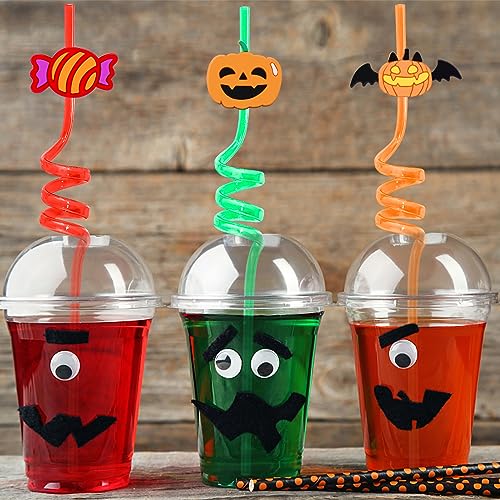 24Pcs Halloween Party Straws - Ghost Pumpkin Cat Design, One Size