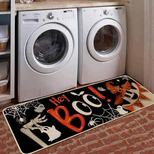Halloween Spooky Kitchen Rugs Set of 2 - Ghost Floor Mats for Home & Decor