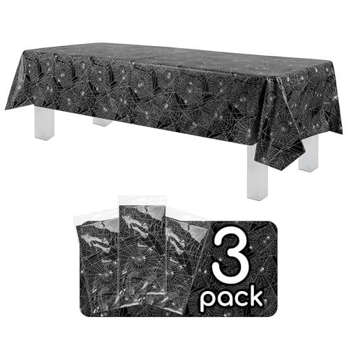 Halloween Spider Web Tablecloth Rectangle 54x108 Inches - 3 Pack