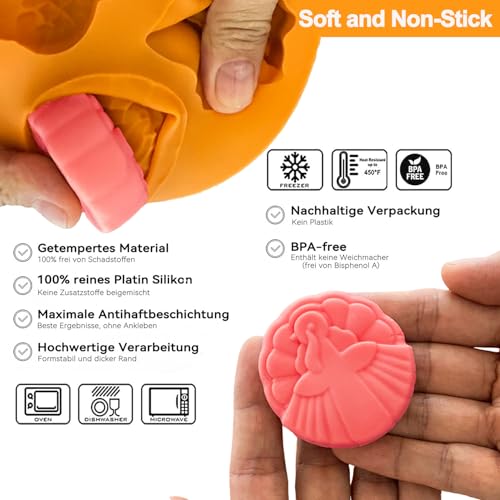 Thanksgiving Fall Silicone Mold Set - Amber Yellow Pumpkin Acorn Maple Leaf Squirrel Candy & Chocolate Mold