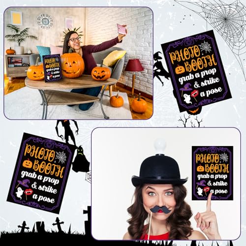 Halloween Photo Booth Sign with Stand - Happy Fall Party Decor