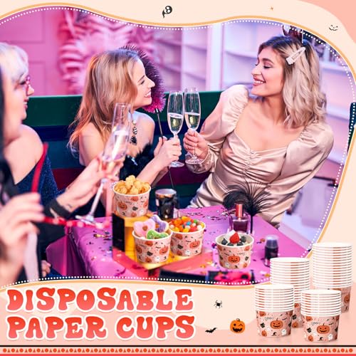 Halloween Ghost Pumpkin Soup Bowls 50 Pack - 9 oz Disposable Party Tableware