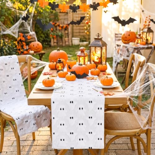 Ghost Table Runner Faux Fur Plush Fabric Halloween Decoration - 13x48 Inch