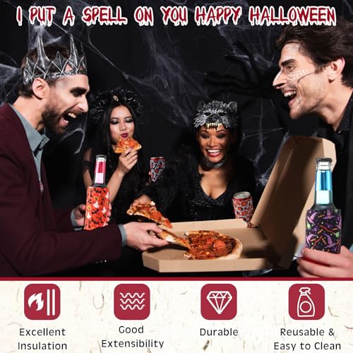 Halloween Can Cooler Sleeves 24 Pack - Insulated Beer Bottle Insulators
