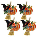 Halloween Napkin Rings Pumpkin Witch Design Set of 4 - Festive Table Decor