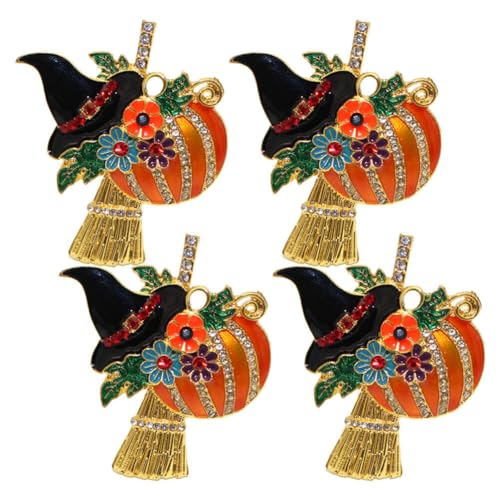 Halloween Napkin Rings Pumpkin Witch Design Set of 4 - Festive Table Decor