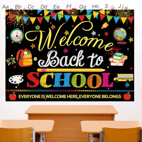 Welcome Back to School Banner Backdrop 6x4FT First Day of School Classroom Decoration