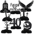 Black Glitter 8-Pack Death to My 30s Birthday Decorations - 40th Party Variation of Black / 40th