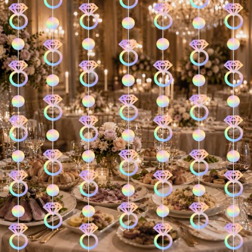 Iridescent Bachelorette Ring Garland Set - 16.5ft Party Decor