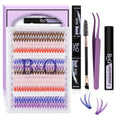 Rainbow Colored False Eyelash Kit - 280PCS DIY Volume Lashes with Glue & Remover - Variation of Colored Light