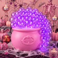 Pink Halloween Bubbling Cauldron Decor Set with Lights and Smoke Effect