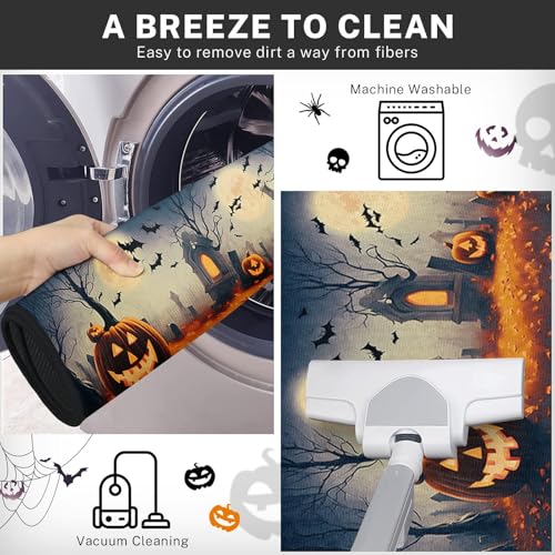 Halloween Pumpkin Kitchen Rugs Set of 2 Non Slip Washable ArtSocket - Variation 04