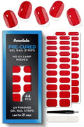 Gel Nail Strips Pigeon Blood Ruby - Long Lasting No UV Light Needed, Easy Apply & Remove