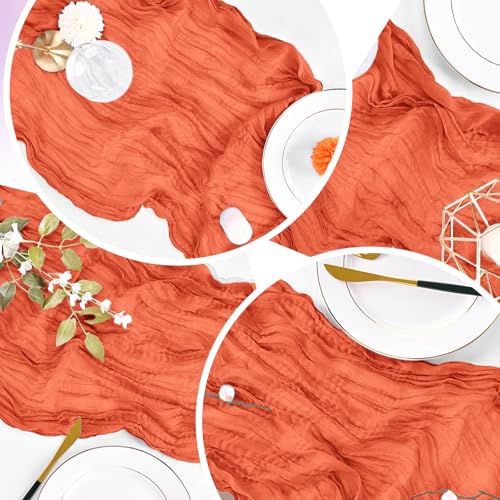 Orange Cheesecloth Table Runner 20x120 Inch Bulk Set for Wedding Party Baby Shower