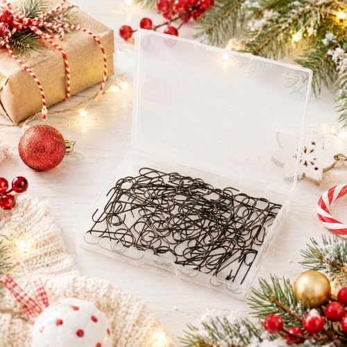 Black Ornament Hooks 100PCS - Christmas & Halloween Tree Decorations